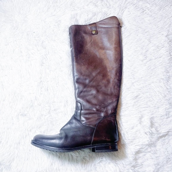 Barney's Chocolate Brown Knee High Riding Boot Brass Details SZ36 - Picture 5 of 9